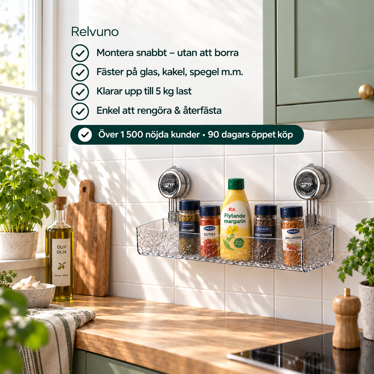Relvuno™ – Borrfri Vägghylla för Kök & Badrum